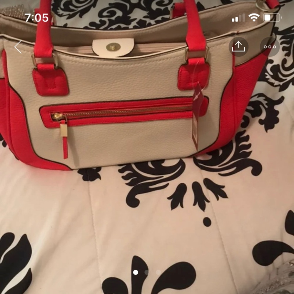 Coral and cream purse